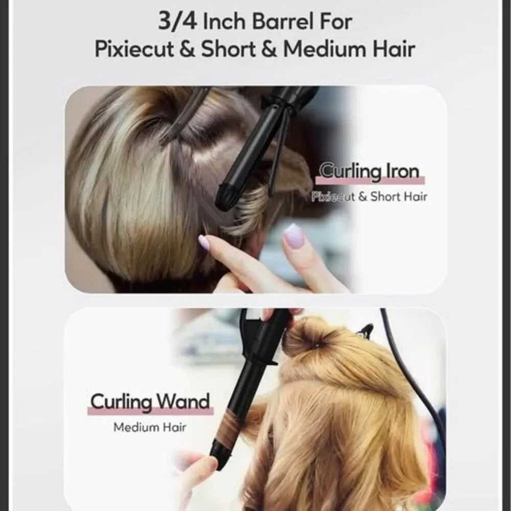 FARERY Travel Mini Pro Curling Iron Dual Voltage, 3/4 Inch, with 3 Adju